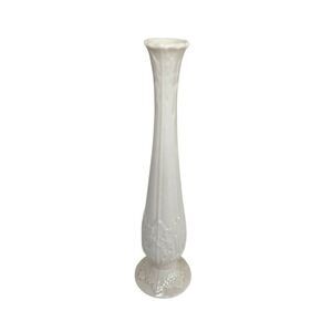 Vintage Lenox Ivory Porcelain Bud Vase Raised Floral Design 11"